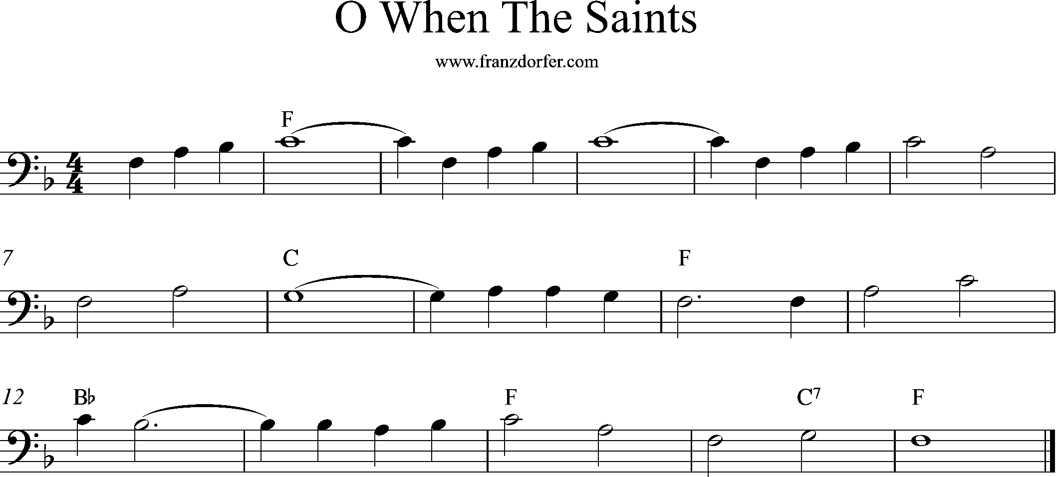 Posaineennoten, F-Dur, Oh when the saints